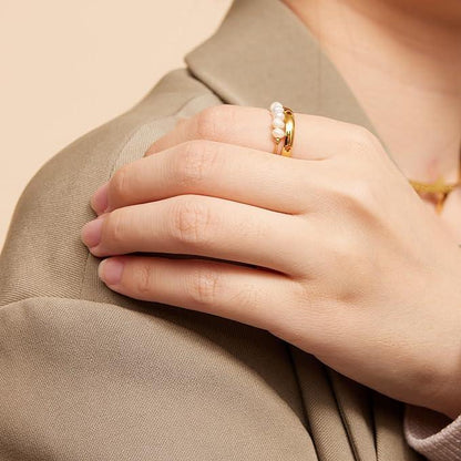 [Royal Vicky]Magnolia Freshwater Pearl Gold Ring