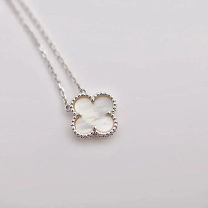 [Vicky]CLOVER  15MM WHITE MOTHER-OF-PEARL SILVER