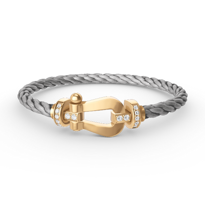 [Vicky]FORCE LARGE HORSESHOE HALF DIAMOND BRACELET GOLD