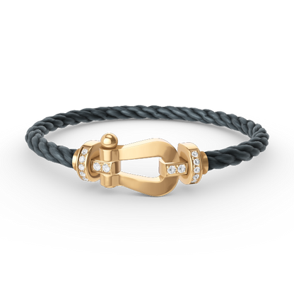 [Vicky]FORCE LARGE HORSESHOE HALF DIAMOND BRACELET GOLD