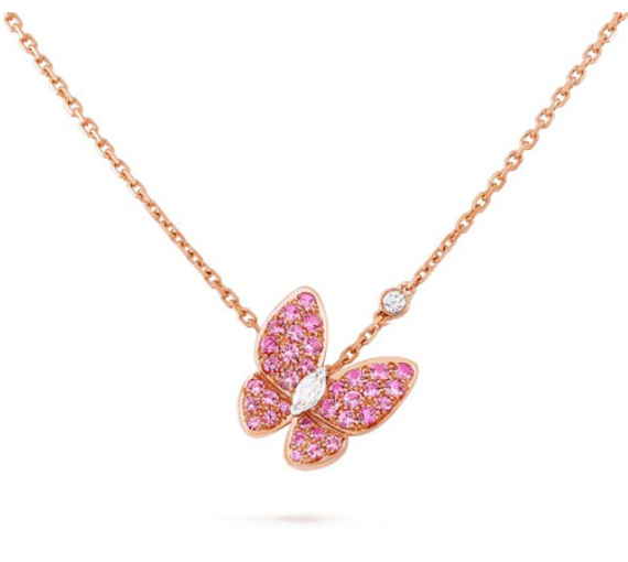 [Vicky]BUTTERFLY RED DIAMOND ROSE GOLD NECKLACE