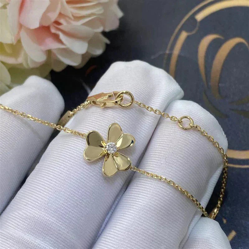 [Vicky]FRIVOLE GOLD FLOWER PINK MALACHITE BRACELET