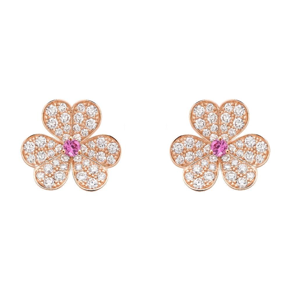 [Vicky]FRIVOLE PINK GOLD FLOWER DIAMOND EARRINGS