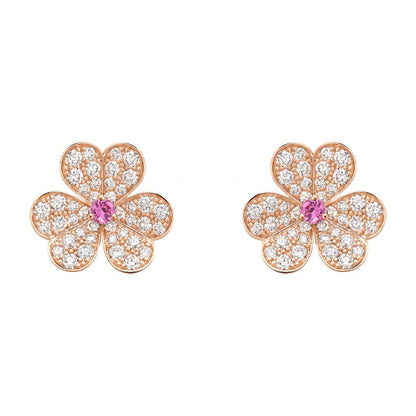 [Vicky]FRIVOLE PINK GOLD FLOWER DIAMOND EARRINGS