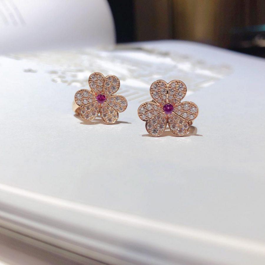 [Vicky]FRIVOLE PINK GOLD FLOWER DIAMOND EARRINGS