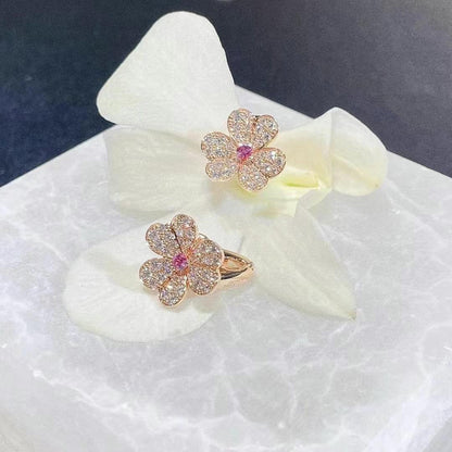 [Vicky]FRIVOLE PINK GOLD FLOWER DIAMOND EARRINGS