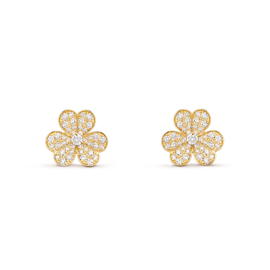 [Vicky]FRIVOLE GOLD FLOWER DIAMOND EARRINGS
