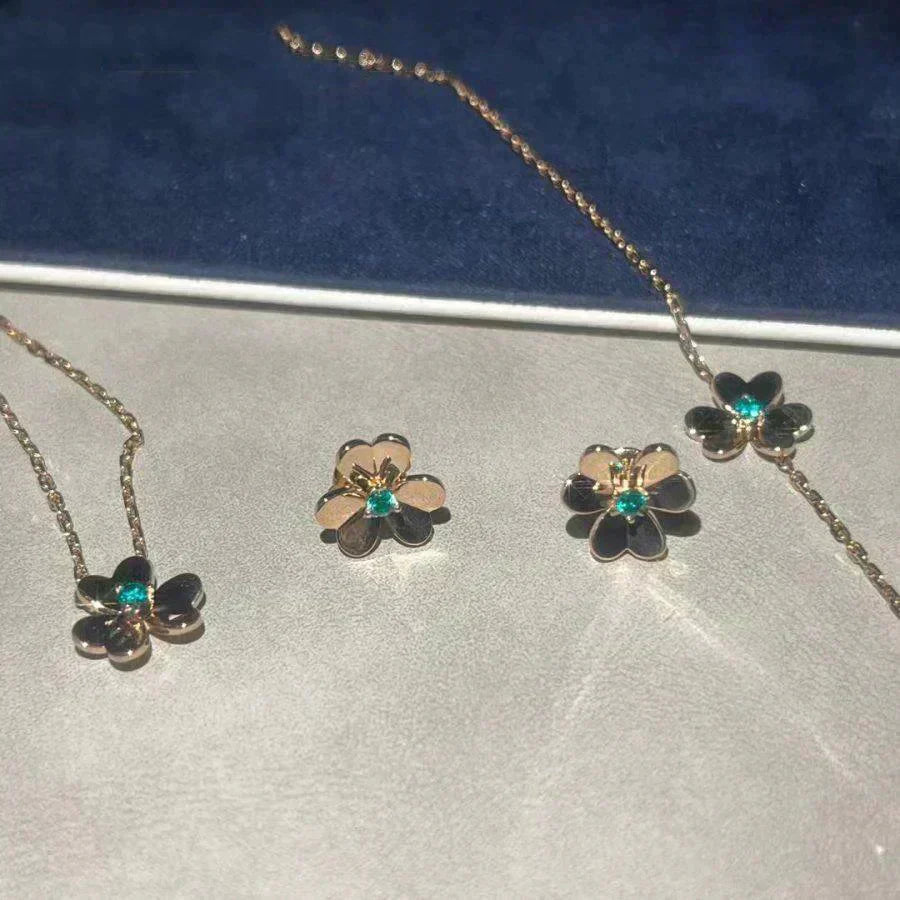 [Vicky]FRIVOLE  FLOWER MALACHITE EARRINGS