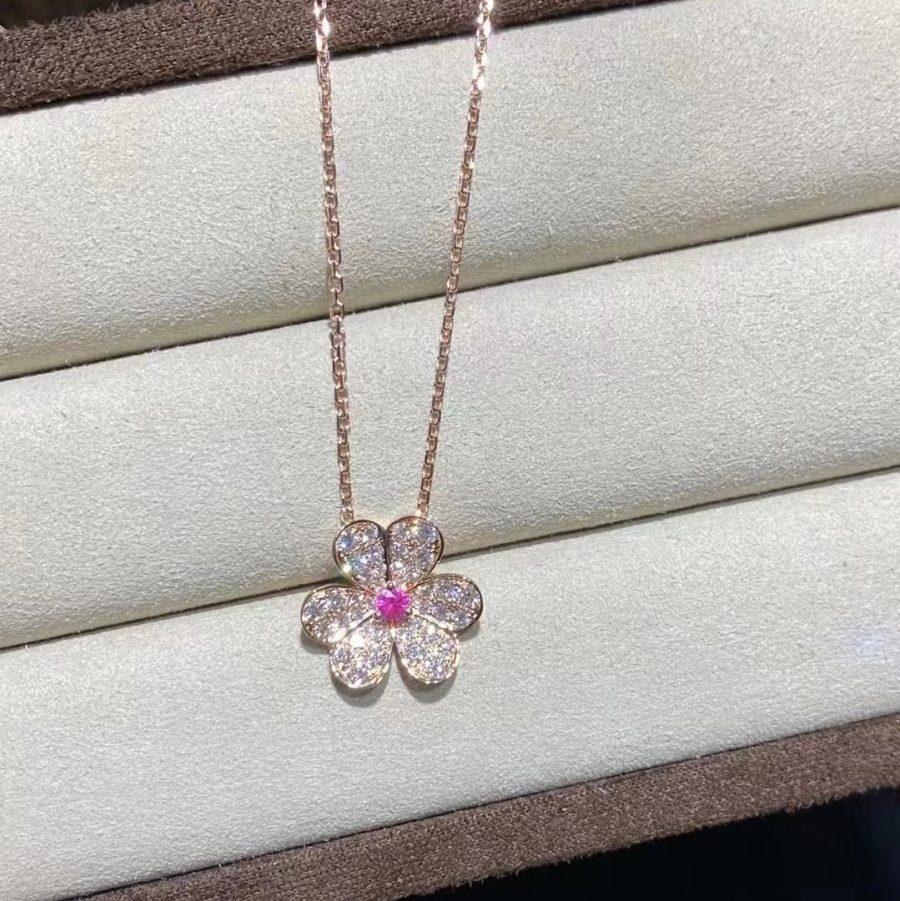 [Vicky]FRIVOLE ROSE GOLD FLOWER DIAMOND NECKLACE