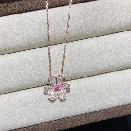 [Vicky]FRIVOLE ROSE GOLD FLOWER DIAMOND NECKLACE