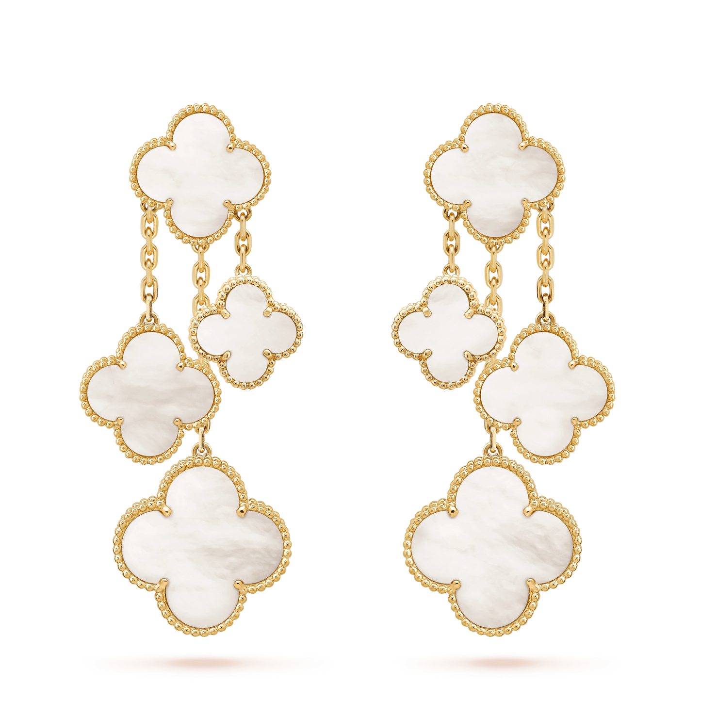 [Vicky]CLOVER EARRINGS WHITE MOP 4 MOTIFS GOLD