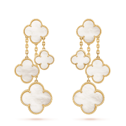 [Vicky]CLOVER EARRINGS WHITE MOP 4 MOTIFS GOLD