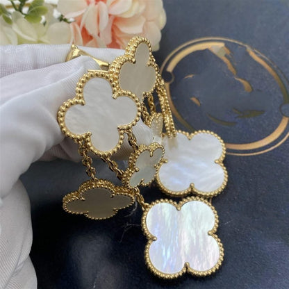 [Vicky]CLOVER EARRINGS WHITE MOP 4 MOTIFS GOLD