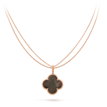 [Vicky]CLOVER 25MM GOLD DARK MOP BIG CLOVER NECKLACE