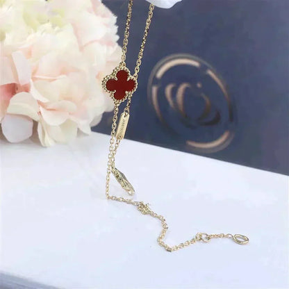 [Vicky]CLOVER  CARNELIAN SINGLE FLOWER BRACELET