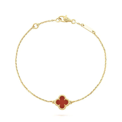 [Vicky]CLOVER  CARNELIAN SINGLE FLOWER BRACELET