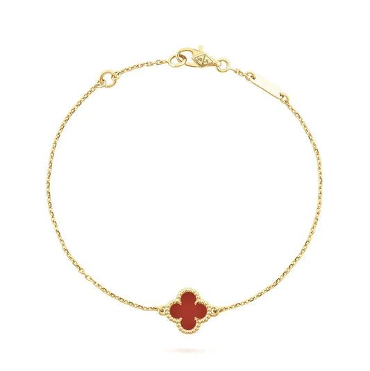 [Vicky]CLOVER  CARNELIAN SINGLE FLOWER BRACELET