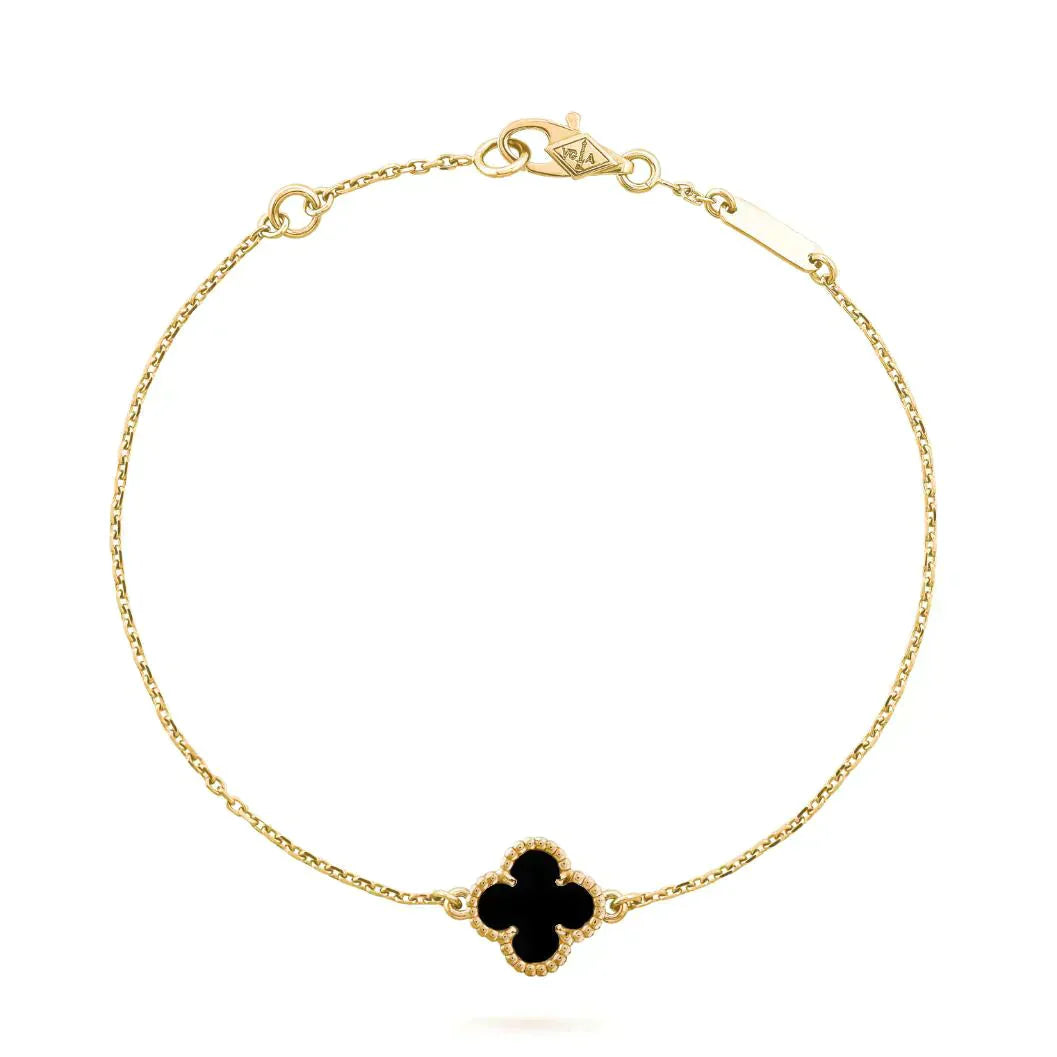 [Vicky]CLOVER ONYX SINGLE FLOWER BRACELET