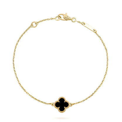 [Vicky]CLOVER ONYX SINGLE FLOWER BRACELET