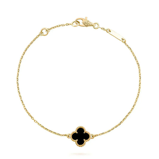 [Vicky]CLOVER ONYX SINGLE FLOWER BRACELET