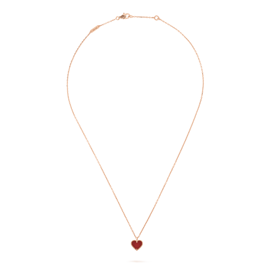 [Vicky]SWEET CLOVER CARNELIAN HEART NECKLACE