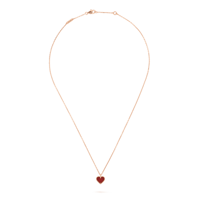 [Vicky]SWEET CLOVER CARNELIAN HEART NECKLACE