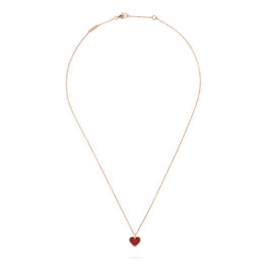 [Vicky]SWEET CLOVER CARNELIAN HEART NECKLACE