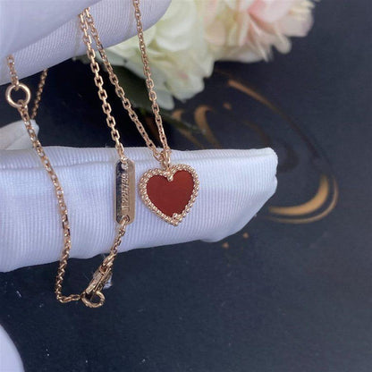 [Vicky]SWEET CLOVER CARNELIAN HEART NECKLACE