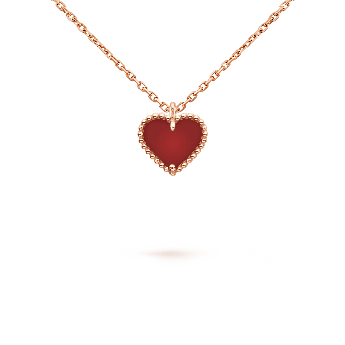 [Vicky]SWEET CLOVER CARNELIAN HEART NECKLACE