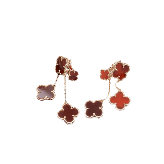 [Vicky]CLOVER EARRINGS CARNELIAN 4 MOTIFS PINK GOLD
