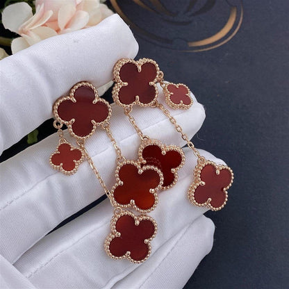 [Vicky]CLOVER EARRINGS CARNELIAN 4 MOTIFS PINK GOLD