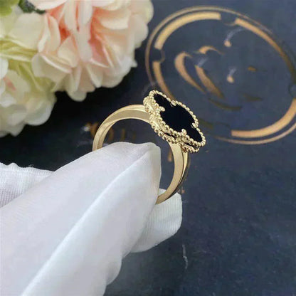 [Vicky]CLOVER ONYX RING