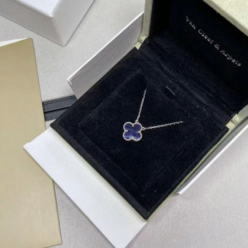 [Vicky]CLOVER 15MM PIETERSITE NECKLACE SILVER
