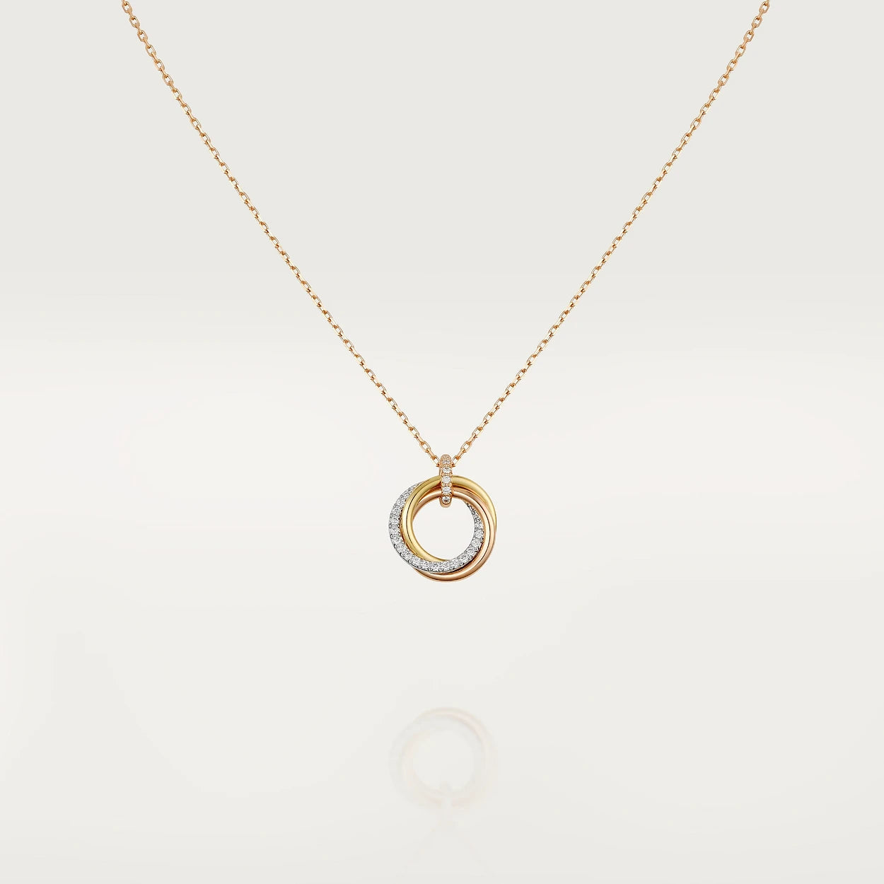 [Vicky]TRINITY NECKLACE SILVER GOLD PINK GOLD DIAMONDS
