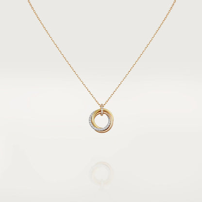 [Vicky]TRINITY NECKLACE SILVER GOLD PINK GOLD DIAMONDS