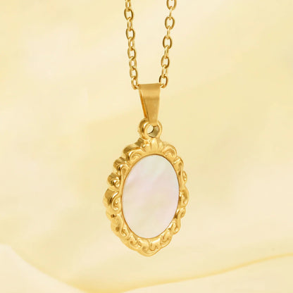 [Royal Vicky]Roselle Vintage Mother Of Pearl Pendant