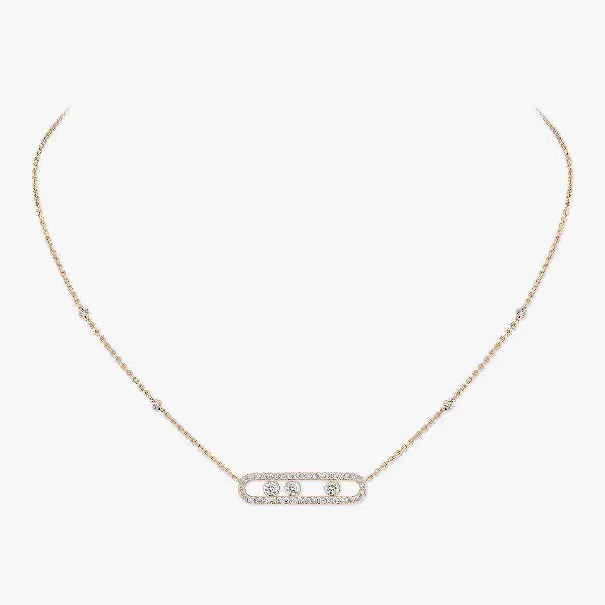 [Vicky] Move Pave_ Rose Gold Diamond Necklace