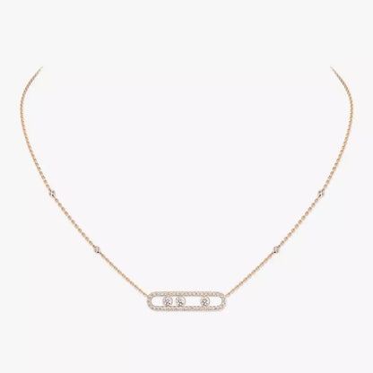 [Vicky] Move Pave_ Rose Gold Diamond Necklace