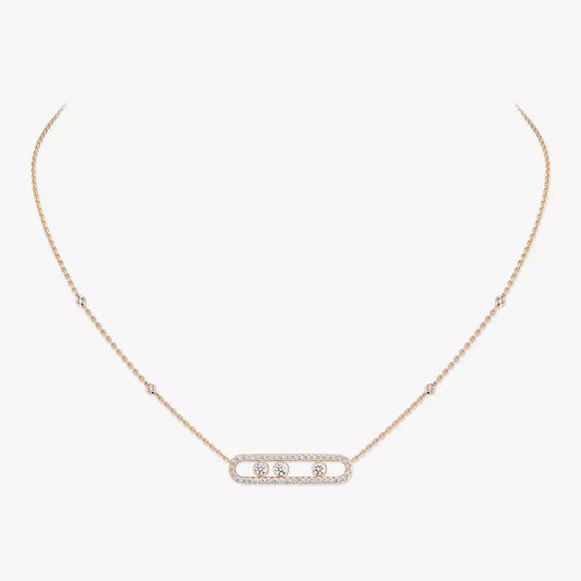 [Vicky] Move Pave_ Rose Gold Diamond Necklace