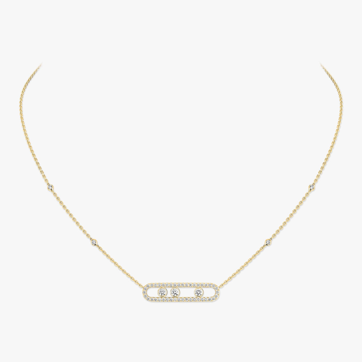 [Vicky] Move Pave_ Rose Gold Diamond Necklace