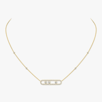 [Vicky] Move Pave_ Rose Gold Diamond Necklace