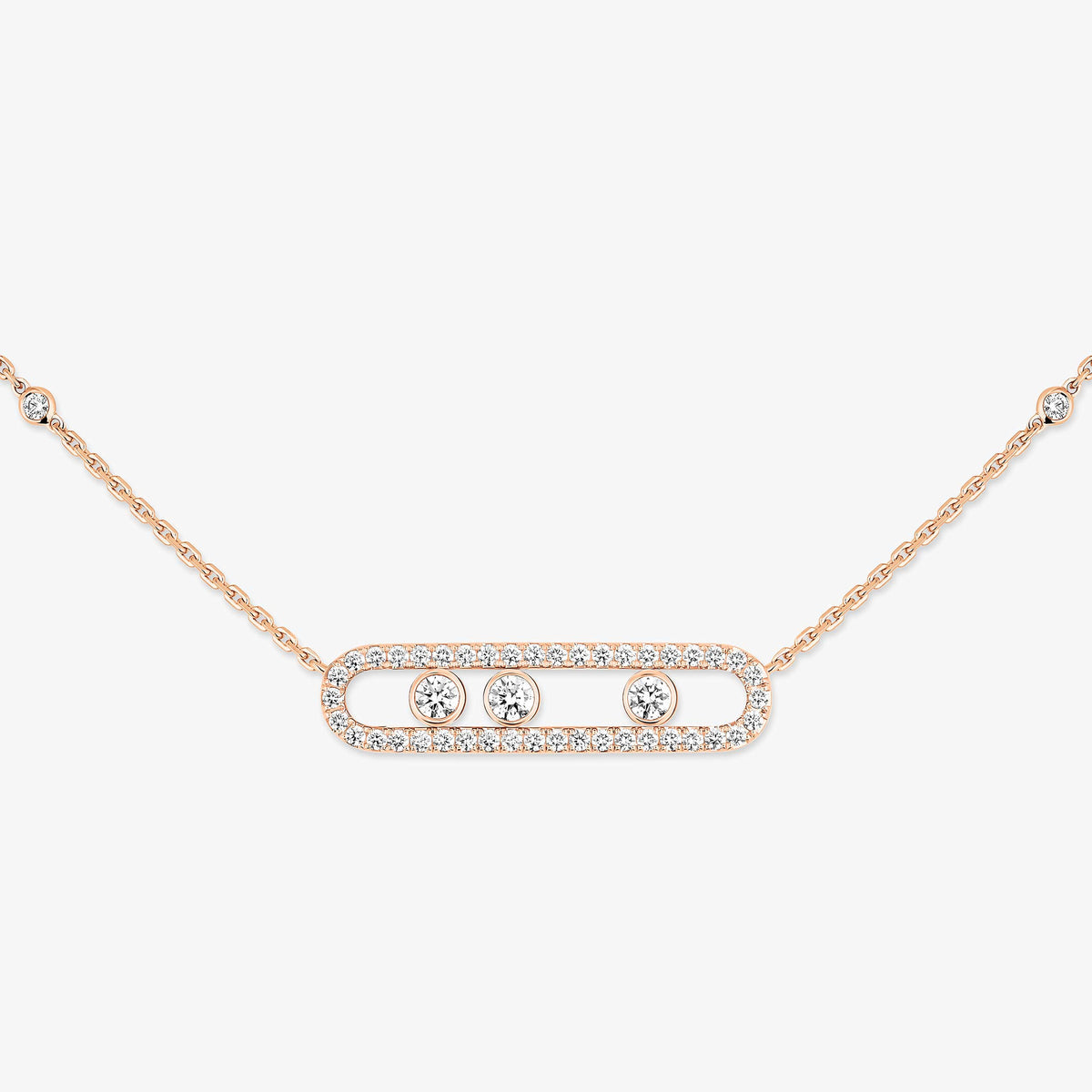 [Vicky] Move Pave_ Rose Gold Diamond Necklace