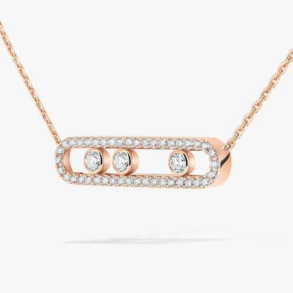 [Vicky] Move Pave_ Rose Gold Diamond Necklace