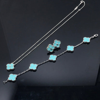 [Vicky]CLOVER 1 DIAMOND BLUE SKY SILVER EARRINGS