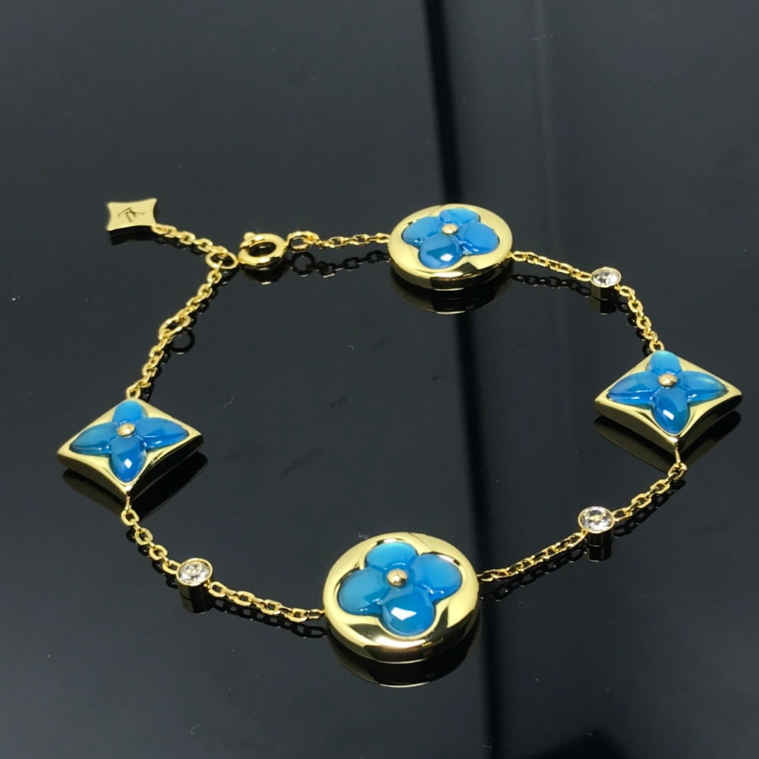 [Vicky]STAR AND SUN 4 MOTIF BLUE BRACELET