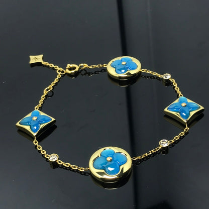[Vicky]STAR AND SUN 4 MOTIF BLUE BRACELET