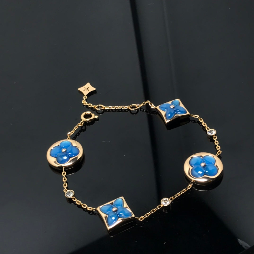 [Vicky]STAR AND SUN 4 MOTIF BLUE BRACELET