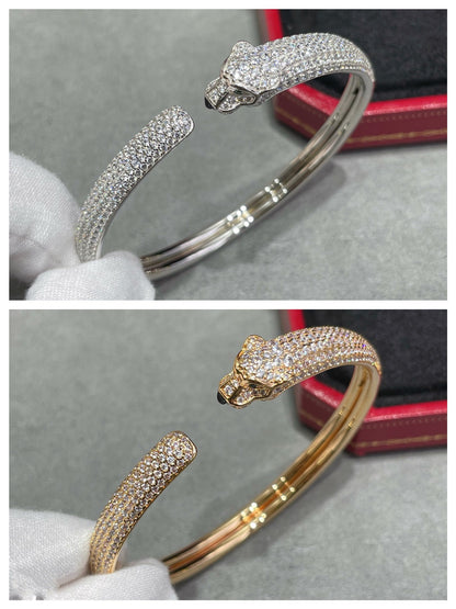 [Vicky]PANTHERE FULL DIAMOND OPEN BRACELET