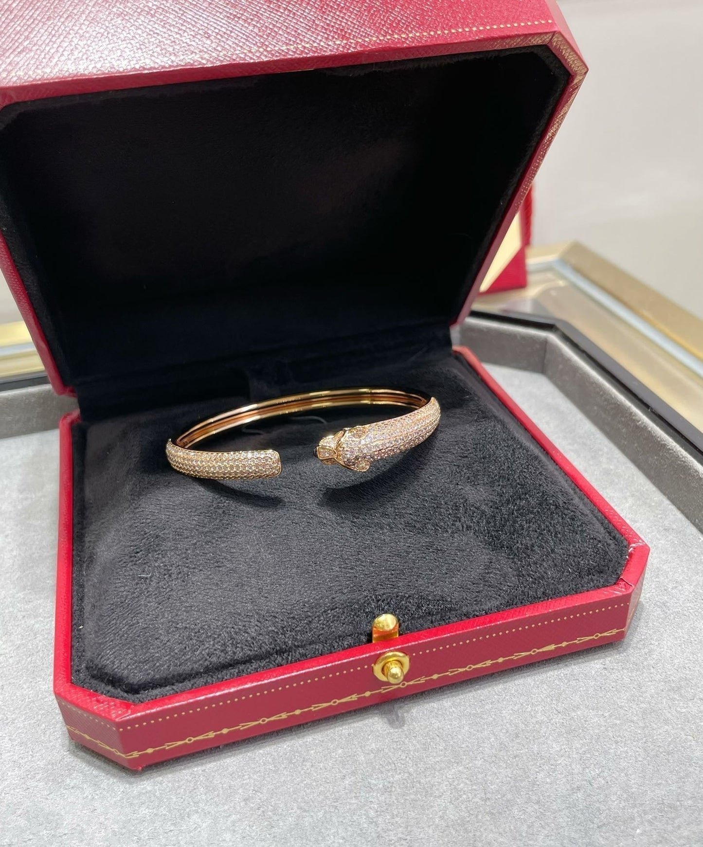 [Vicky]PANTHERE FULL DIAMOND OPEN BRACELET