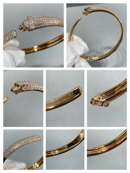 [Vicky]PANTHERE FULL DIAMOND OPEN BRACELET